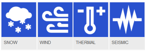 Climatic and seismic actions icons - blues