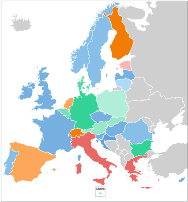 Map showing uploading of NDPs by countries